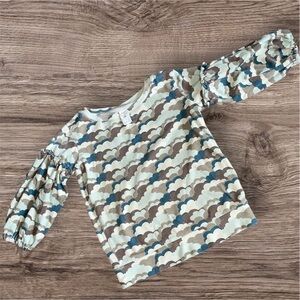 Kate Quinn Ruffle Long Sleeve Green Clouds 5T excellent used condition